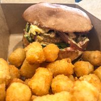 Queen burger and tots at Gegen in Los Angeles