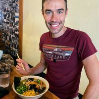 Vegan ramen with added corn at Daikaya in Washington