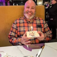 Hubby's birthday so a candle in his cake   at The Melting Pot in King Of Prussia