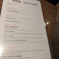 Vegan menu at The Melting Pot in King Of Prussia