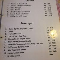 Drinks menu at The Pier in Koh Yao Noi