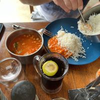 Chickpea curry with rice  at Wapalapam in Le Morne
