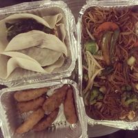 “Duck” pancakes, Fried “prawn”, chow mien  at Woo Tan Scran - Cloud Kitchen in Liverpool