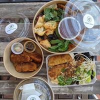 tempeh, salad and noodle soup (take away) at Asian Army in Madrid