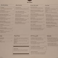 Menu at Busaba - Covent Garden in London