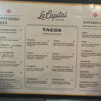 Menu  at La Capital in Montreal