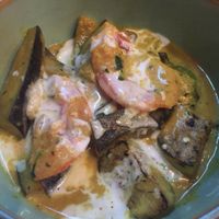 Aubergine in yellow curry sauce at Busaba St - Christopher's Place in London