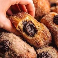 Chocolate filled donuts  at Aresha Vegan Bakery in Merida