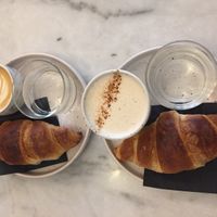 Vegan croissants and hot drinks  at Mica Coffeebar in Haarlem