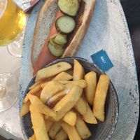Hot Dog and fries at MAN - The Lion and Antelope - T3 in Manchester