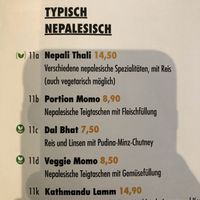 Menu at Mero Buddha Nepali Kitchen in Muenster