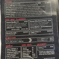 Menu 1  at Soo Bak Seoul Bowl in Albuquerque