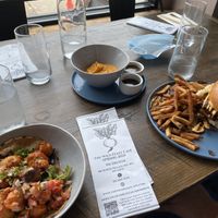 Vegan crispy cauliflower tacos and vegan sweet potato queso 😍 at The Wild Feast Cafe in Rockville Centre