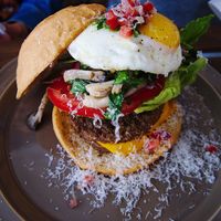 Vegetarian burger with cheese. at Yeungsang's Kitchen - 영상총각의키친 in Seoul