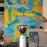 Behind cashier at Plant Cafe in Cape Town