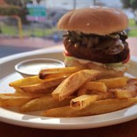 Mushroom and cheese burger at Plant Cafe in Cape Town