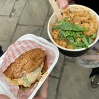 Cali burger & hamburger Mac n cheese 🧀 at Flux in Brighton