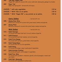 Vegan menu   at Baan Thai in Spanga