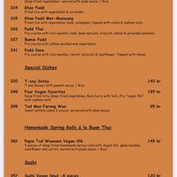 Vegan menu  at Baan Thai in Spanga