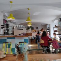 Café Erika view from the long table at Cafe Erika in Munich