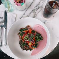 Roze bowl and cold brew at Cafe Roze in Nashville