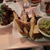 Chili eggplant, avocado hummus and fries    at Cafe Roze in Nashville