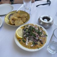 Fava and lemon potatoes  at Tholos in Simi