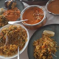 Filled champignons, biryani, tikka masala at Mumtaz Mahal in Malaga