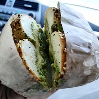 Everything bagel with avocado and JustEgg at Belle's Bagels in Los Angeles
