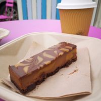 Chocolate and Caramel Cake with Coffee at The Cure Vegan Food in South West London