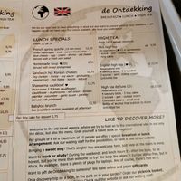 Menu at De Ontdekking in Utrecht