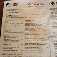 Menu at De Ontdekking in Utrecht