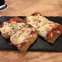 Deep fried tofu pizza at Beer Komachi in Kyoto