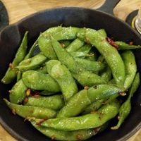 Grilled edamame at Beer Komachi in Kyoto