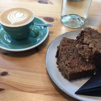 Flat white and courgette bread at Wilke in Berlin