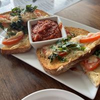 Vegan bruschetta with warm marinara sauce  at Portofino in Edmonds