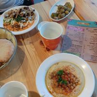 loaded hummus and a more simpler hummus at Tahini's Hummus in Beer Sheva