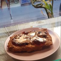 Peanut butter and jam vegan mekitsa at Mekitsa and Coffee - Мекица и Кафе in Sofia