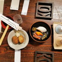 Inari and Japanese pickled veges at Hoto Fudo in Fujikawaguchiko