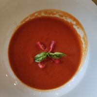 Tomato soup at Vremya CH in Veliky Novgorod