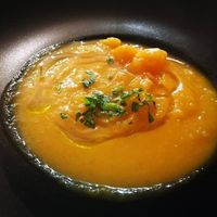 Pumpkin soup at Zupperia Le Puelle in Foligno