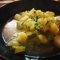 Soup of black celery and potatoes at Zupperia Le Puelle in Foligno
