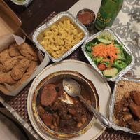 Vegan Oxtails
Vegan Fried Chicken 
Vegan Mac and Cheese at Toma-Tis in Elmont