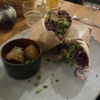 Falafel wrap with rosemary potatoess  at Oscar Natural Good Food & Bar in Koblenz