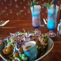 Mexican salad with bubblegum daiquiris at The Barbary Coast in Douglas