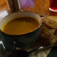 Squash soup with toasted pita at The Barbary Coast in Douglas