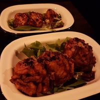 Onion bhajis and tempeh tandoori starters at Cinnamon Lounge and Dining in Keynsham