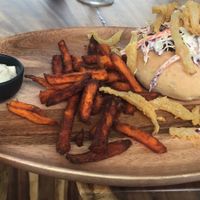 Jackfruit, coleslaw and sweet potato fries. Yummy.  at Halapua by Kapuhala in Koh Samui