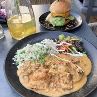 Soy chunks with mushroom sauce/beyond burger  at Organila Food & Drinks in Piestany