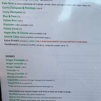 Menu with vegan options in green at Desert Island Eatery in Phoenix